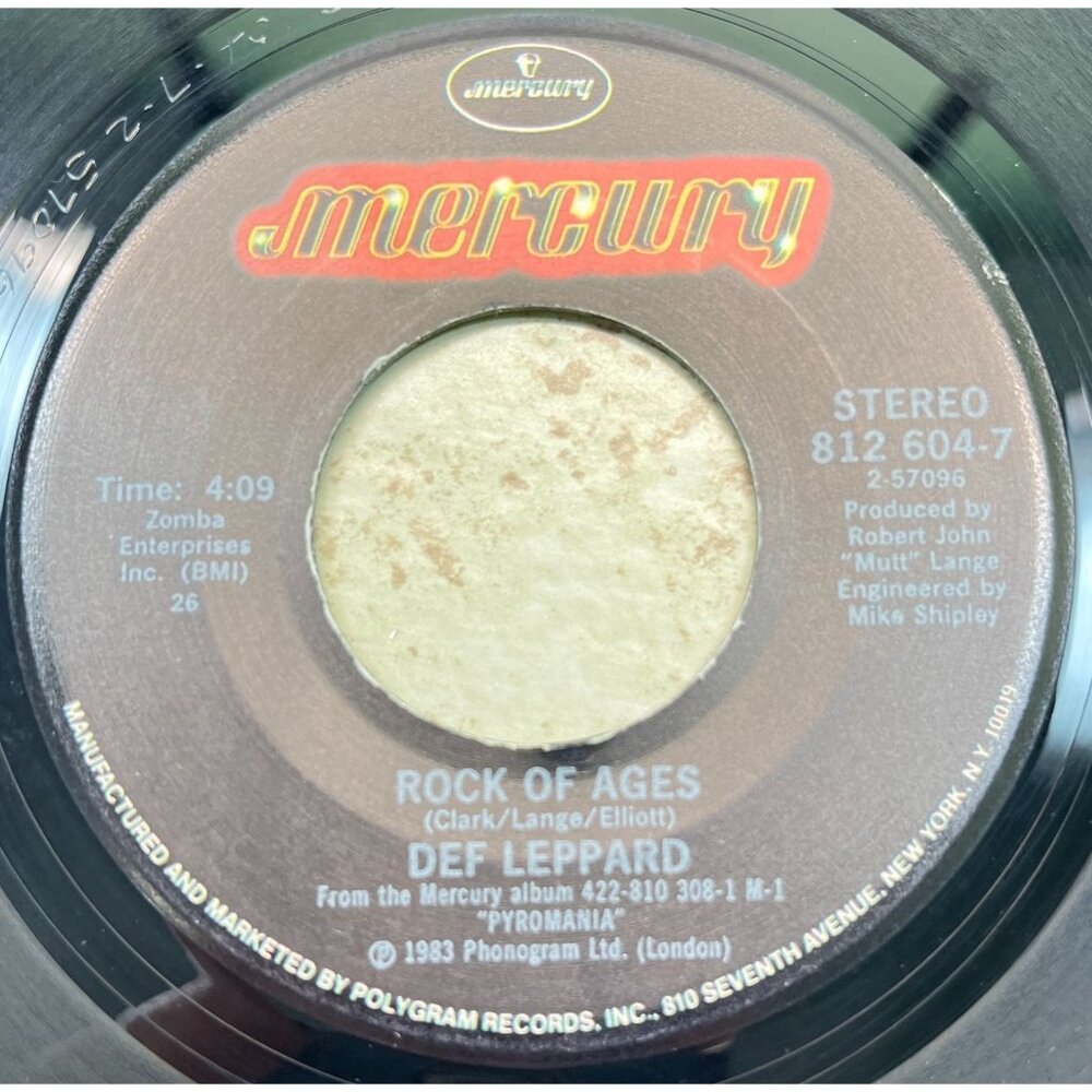 Def Leppard Rock of Ages / Billys Got a Gun 45 Hard Rock Record 1983 Mercury
